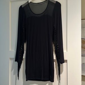 Sky Black Fringe Bodycon Dress